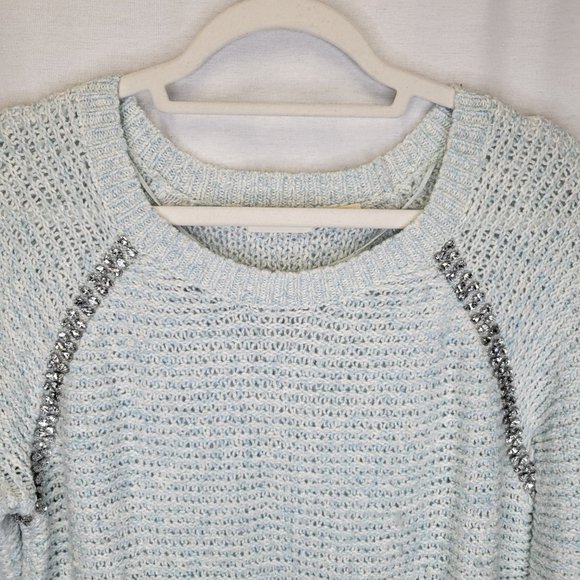 Anthropologie Sleeping On Snow Women's Small Sweater Blue Jewels Knit - Picture 3 of 8